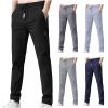 Unisex Ultra Stretch Quick Drying Pants Ice Silk Breathable Pants Light Thin Slim Casual Classic Trousers Long Pants Black view 1
