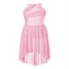 Xnihocha Kids Girls Sleeveless Glitter Rhinestone Figure Skating Dress Lyrical Contemporary Dance Performance Dress Pink 8 Years view 1