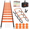 BORNEW Agility Speed Training Equipment Set, Football Practise Set with 20ft Agility Ladder, 12 Cones, 4 Adjustable Hurdles, Jump Rope, for Basketball, Soccer Training, Football, Kids, Youth, Adults view 1