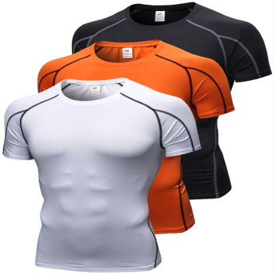 Men's Compression Shirts Short Sleeve Workout T Shirt Cool Dry Athletic Undershirts Gym Yoga Base Layers Running Tops