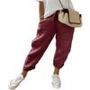 Akivide Womens Cotton Linen Floral Print Pants with Pockets Casual Loose Wide Leg Elastic Drawstring Lounge Harem Trousers
