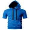 Ohoo Men's Short Raglan Sleeve Hoodie Pullover Slim Fit Lightweight Summer Hooded Sweatshirt / DCF031-YALEBLUE-S view 3