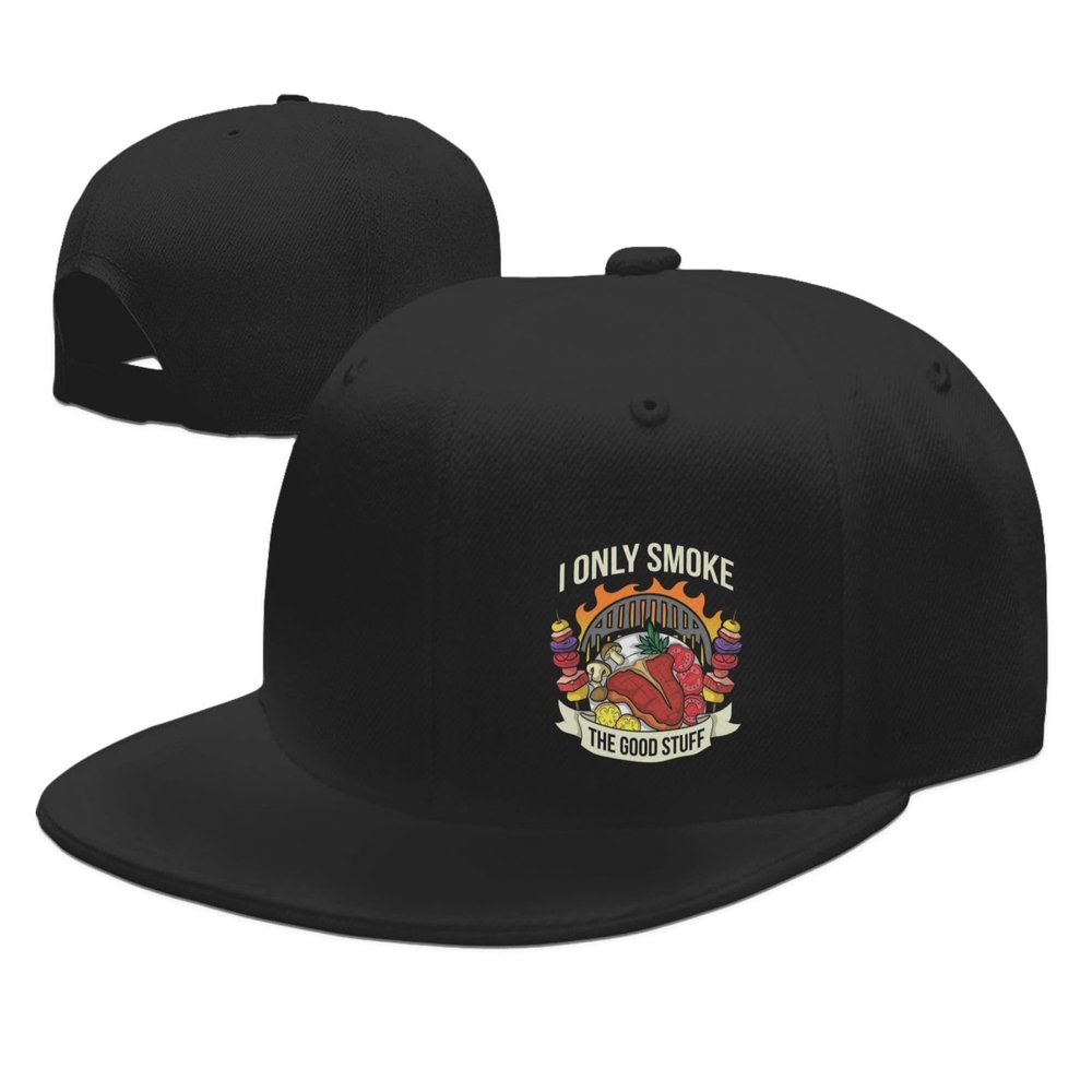 I Only Smoke The Good Stuff Hat Unisex Flat Bill Baseball Cap Adjustable Snapback Hats Fashion Cool Hip Hop Tops Black
