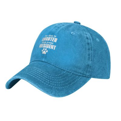 AIZBEGDLU Unisex Cowboy Baseball Cap My Dog is Smarter Than Your President Adjustable Trucker Cap Baseball Cap Blue