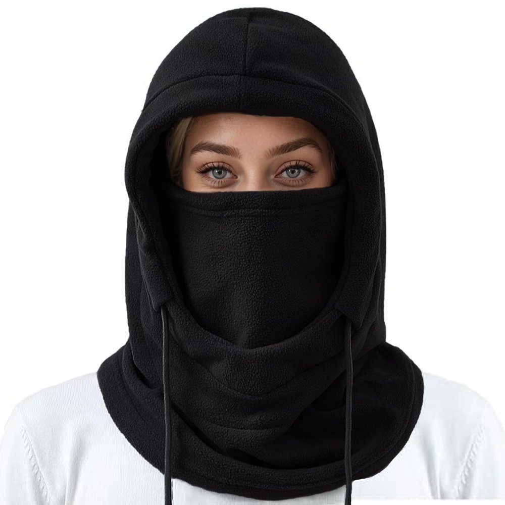 Balaclava Men's and Women's Winter Skiing Masks - Outdoor Bicycle Windproof Warm Hats, Winter Cold Masks, and Scarves Black