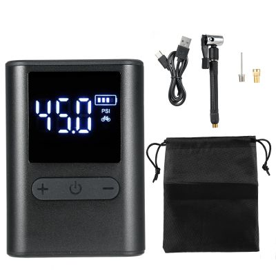 Bike Pump Electric Bicycle Pump Portable Tire Inflator Air Pump for Bikes 100PSI High Pressure Guage 1000mAh Mini Bike Pump for Bikes Cars Motorcycles Balls Swimming laps