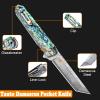 AUBEY Damascus Pocket Knife with Abalone Shell Handle for EDC Camping Collection view 2