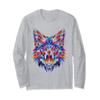 fox blue eyes polygon geometric foxes poly art Long Sleeve T-Shirt view 1