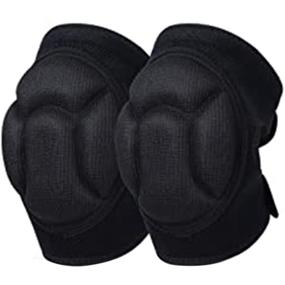 Beuiouer 1 Pair Nylon Knee Pads for Gardening, Cleaning, Construction Work, Flooring, Volleyball, Anti-Slip Collision, Black