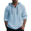 Men's Casual Long Sleeve Sweatshirt V Neck Button Up Hoodie Active Sports Pullover Solid Color Shirt Blue view 1