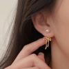 Gold Bow Earrings for Women Trendy Stuff Cute Bow Pearl Drop Dangle Earrings Bowknot Stud Wedding Party Daily Jewelry Accessory Gifts view 3