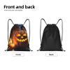 CSGJMYGS Drawstring Backpack for Women Men Gym Drawstring Bags Pumpkin Lamp String Bag Swim Bag view 3