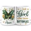 Hyturtle Personalized Floral Butterfly Mug - Butterfly Gifts For Women Lovers - Animal Gift For Bird Lover Her - Bird Gifts For Mom on Mother Day - Custom Name Coffee Cup Ceramic Mug 11 Oz 15 Oz view 1
