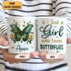 Hyturtle Personalized Floral Butterfly Mug - Butterfly Gifts For Women Lovers - Animal Gift For Bird Lover Her - Bird Gifts For Mom on Mother Day - Custom Name Coffee Cup Ceramic Mug 11 Oz 15 Oz view 2