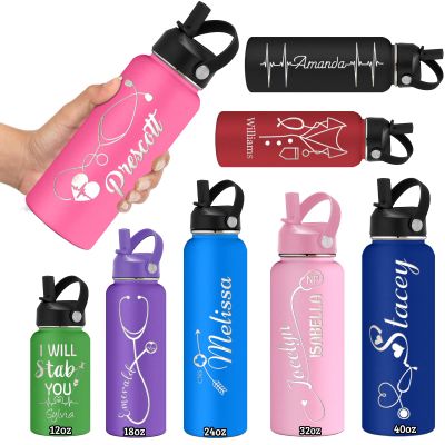 Skartam Personalized Water Bottles Custom Water Bottle Stainless Steel Insulated Engraved Double Wall Bottle Customized Water Bottles with Name Ideal for School Sports Gym 12/18/24/32/40oz