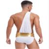 Alvivi Mens Ancient Greek Toga Costume One Shoulder Bodysuit with Metallic Belt Cosplay Costume White 3X-Large view 4