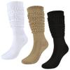 Slouch Socks Girls Cushioned Chunky Stacked Boot Socks Soft Knit Warm Long Athletic Knee High Sock Scrunch 7-10 Years Kids Children 3 Pairs(Black+Khaki+White, M) view 1