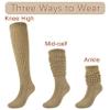 Slouch Socks Girls Cushioned Chunky Stacked Boot Socks Soft Knit Warm Long Athletic Knee High Sock Scrunch 7-10 Years Kids Children 3 Pairs(Black+Khaki+White, M) view 3