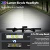 Bike Lights for Night Riding, 200 Lumen Bicycles Front Light with Digital Display, USB Rechargeable Bicycle Light, IPX5 Waterproof Bike Headlight for Adult Kid Mountain (200 Lumen) view 2