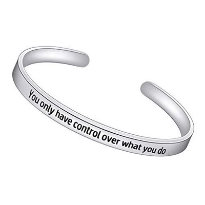 Enni of York You only Have Control Over What You do Inspirational Bracelets Stainless Steel Cuff Bangle Gifts for Women -Motivational Mantra Quote Inspirational Jewelry for Friendship Encouragement