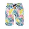 Colorful Palm Leaves Men's Swim Trunks Hawaiian Tropical Leaves Summer Surfing Shorts Bathing Pants with Pockets Colorful 5X_l view 1