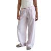 Awoscut Womens Wide Leg Striped Plaid Pants Casual Work Office Trouser High Waist Long Trousers Sweatpants Bottom Streetwear (#D535 Pink, L) view 1