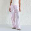 Awoscut Womens Wide Leg Striped Plaid Pants Casual Work Office Trouser High Waist Long Trousers Sweatpants Bottom Streetwear (#D535 Pink, L) view 2