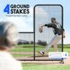 Anova L Screen Baseball Net for Batting and Pitching with 2 Basic Baseballs and Carry Bag Included, Baseball & Softball Screen, 7x7ft with Wheels Pitching Net, Black view 2