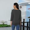 V Neck T Shirts for Women 3/4 Sleeve Basic Cute Tops Casual Three Quarter Dressy Blouses 3/4 Length Sleeve Womens Tops Fall Shirts for Women 2025 Womens Tunic Tops, Gray, Large view 3