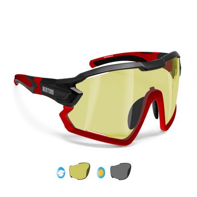 Bertoni Sport Sunglasses Polarized Photochromic Cycling MTB w. Prescription Carrier QUASAR