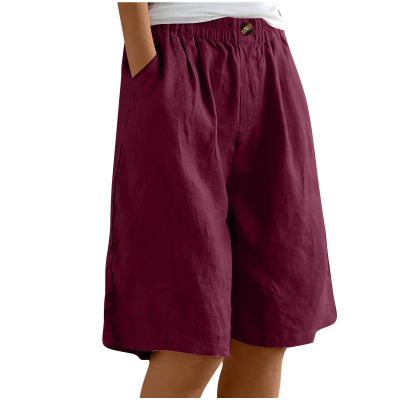 XUNRYAN Shorts for Women Trendy Summer High Waisted Comfy Bermuda Shorts Drawstring Linen Pants Beach Casual Loungewear