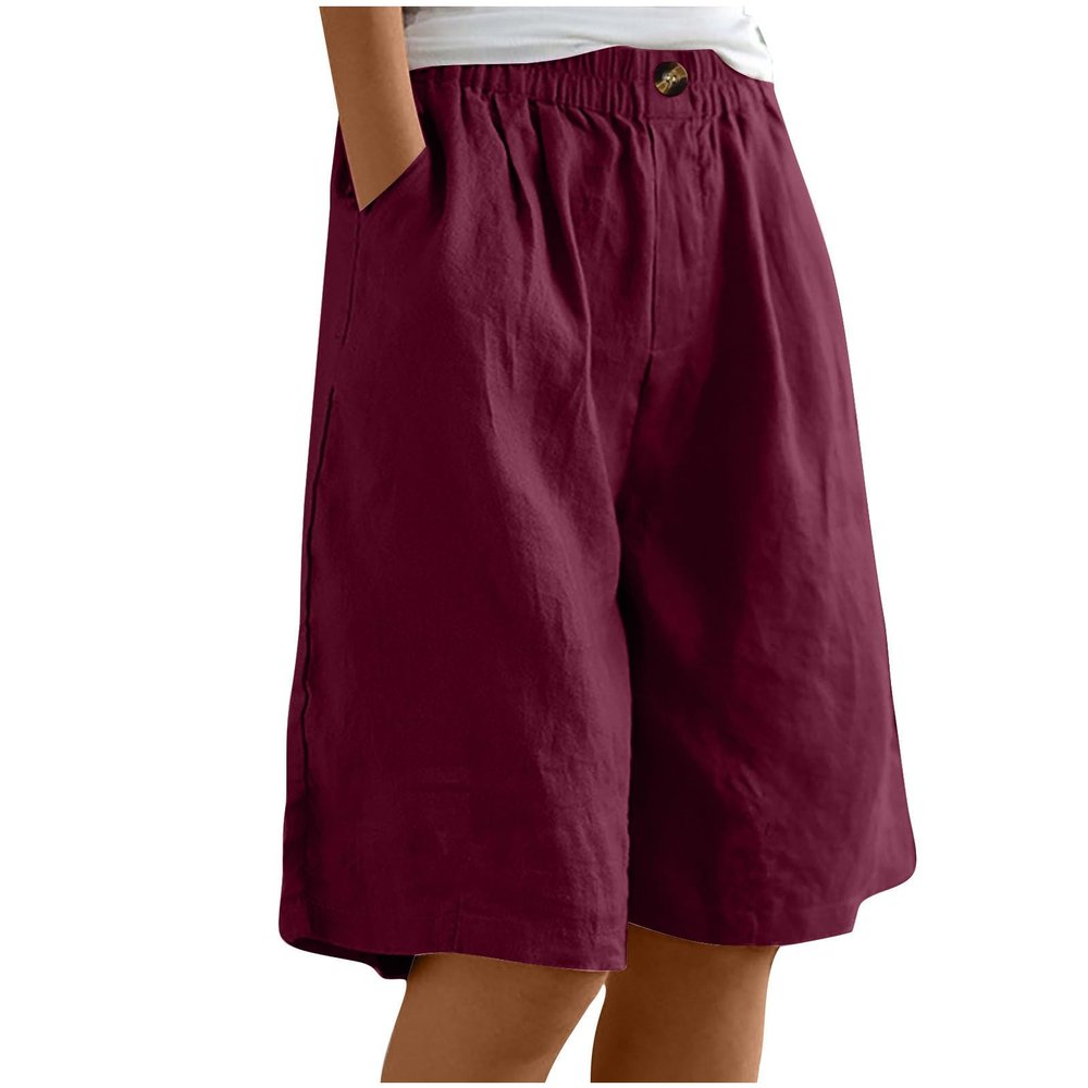 XUNRYAN Shorts for Women Trendy Summer High Waisted Comfy Bermuda Shorts Drawstring Linen Pants Beach Casual Loungewear
