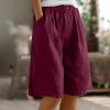 XUNRYAN Shorts for Women Trendy Summer High Waisted Comfy Bermuda Shorts Drawstring Linen Pants Beach Casual Loungewear view 2