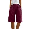 XUNRYAN Shorts for Women Trendy Summer High Waisted Comfy Bermuda Shorts Drawstring Linen Pants Beach Casual Loungewear view 3