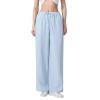 Awoscut Womens Wide Leg Striped Plaid Pants Casual Work Office Trouser High Waist Long Trousers Sweatpants Bottom Streetwear (#J153 Sky Blue, M) view 1