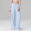 Awoscut Womens Wide Leg Striped Plaid Pants Casual Work Office Trouser High Waist Long Trousers Sweatpants Bottom Streetwear (#J153 Sky Blue, M) view 2