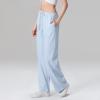 Awoscut Womens Wide Leg Striped Plaid Pants Casual Work Office Trouser High Waist Long Trousers Sweatpants Bottom Streetwear (#J153 Sky Blue, M) view 3