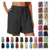XUNRYAN Shorts for Women Trendy Summer High Waisted Comfy Bermuda Shorts Drawstring Linen Pants Beach Casual Loungewear view 1