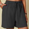 XUNRYAN Shorts for Women Trendy Summer High Waisted Comfy Bermuda Shorts Drawstring Linen Pants Beach Casual Loungewear view 2