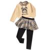 HINTINA 4T Toddler Little Girl Fall 2 Piece Outfits Long Sleeve Cool Girl Pullover Sweatshirt Top Plaid Leggings Pants Set Preppy Spring Clothes Winter Clothing Suit 4-5 Years view 1