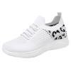 Hhhchpm Women's Casual Sports Shoes, Flying Woven Leopard Print Breathable Lace-up Running Shoes, Comfortable Platform Shoes (White,6.5) view 1