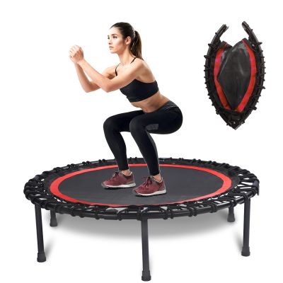 40" Foldable Rebounder Trampoline for Adults - Silent Fitness Bungee Rebounder, Home Exercise Trampoline for Low Impact Cardio, Indoor/Outdoor Portable Workout Trampoline