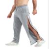 WZIKAI Men's Tear Away Pants Casual Side Snap Open Sweatpants Loose Fit Post Surgery Pants with Pockets Light Gray L view 1