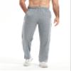 WZIKAI Men's Tear Away Pants Casual Side Snap Open Sweatpants Loose Fit Post Surgery Pants with Pockets Light Gray L view 2