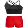 CHICTRY Kids Girls 2 Piece Dance Outfits Sleeveless Crop Top and Shorts Set Gymnastics Yoga Sportwear Swimming Swimwear Black&Red 8 Years view 2