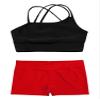 CHICTRY Kids Girls 2 Piece Dance Outfits Sleeveless Crop Top and Shorts Set Gymnastics Yoga Sportwear Swimming Swimwear Black&Red 8 Years view 3