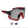 Bertoni Sport Sunglasses Polarized Photochromic Cycling MTB w. Prescription Carrier QUASAR (Black-red/Photochromic Polarized) view 1