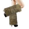 JIAHG Womens Faux Fur Leg Warmers Plush Furry Shoe Boot Covers for Halloween Costume Rave Cosplay Fancy Party Accessories view 1