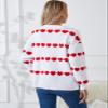 Allifewithu Women's Zip Up Pullover Sweaters Long Sleeve Side Slit Loose Casual Cute Heart Knit Sweater (White,X-Largel) view 4