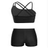 CHICTRY Kids Girls 2 Piece Dance Outfits Sleeveless Crop Top and Shorts Set Gymnastics Yoga Sportwear Swimming Swimwear Black 6 Years view 2